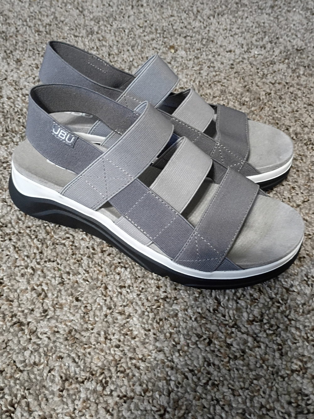 JBU Gray Elastic Strap Platform Sandals